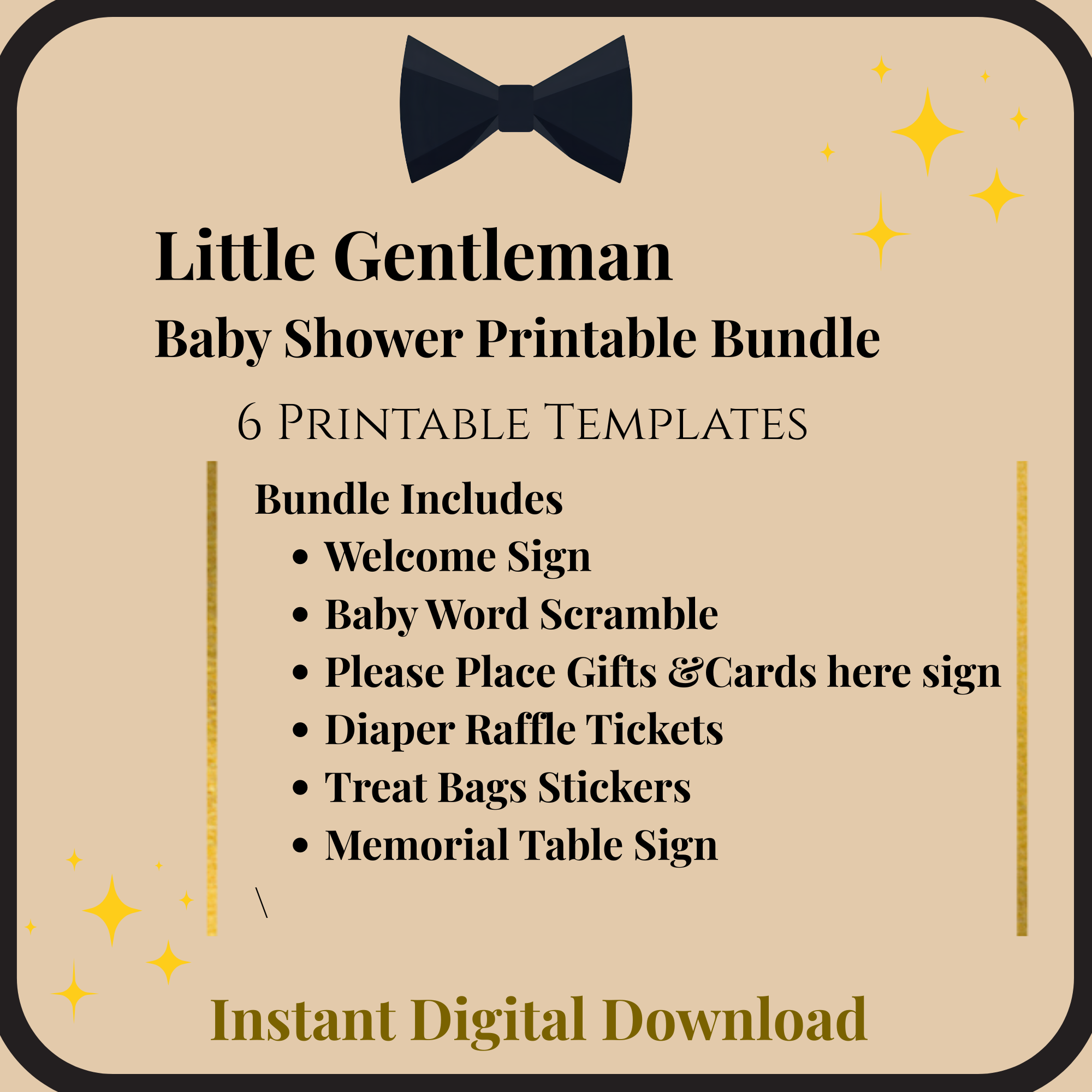 Little Gentleman Baby Shower Printable Bundle } INSTANT DOWNLOAD