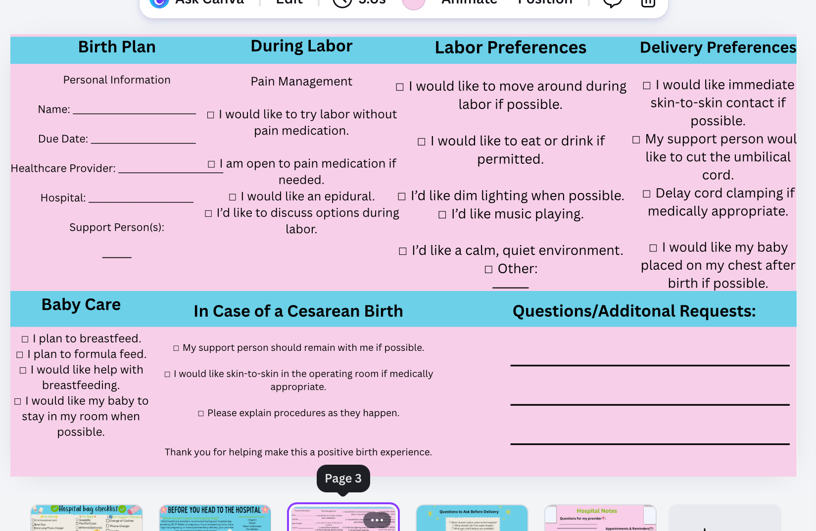 Hospital Bag Planning Bundle