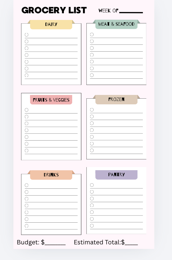 Weekly Grocery Planner Bundle